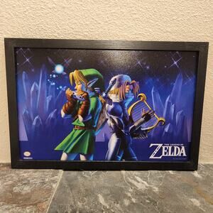 Poster - Zelda Link & Sheik Instruments, 12 x 18 inch Gel-Coated Framed (NEW)